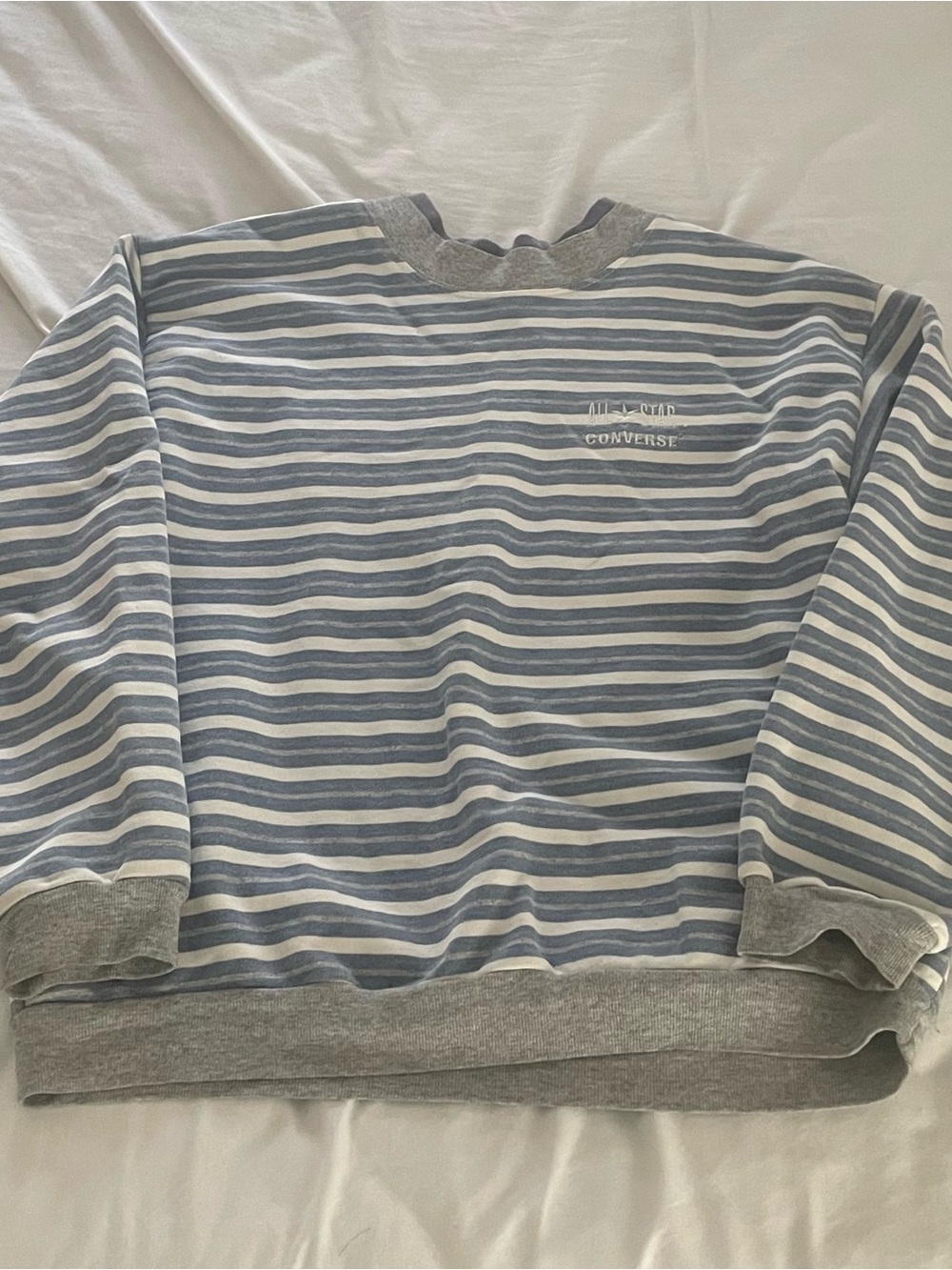 Converse Kids Size M Blue & White Striped Crewneck Sweater